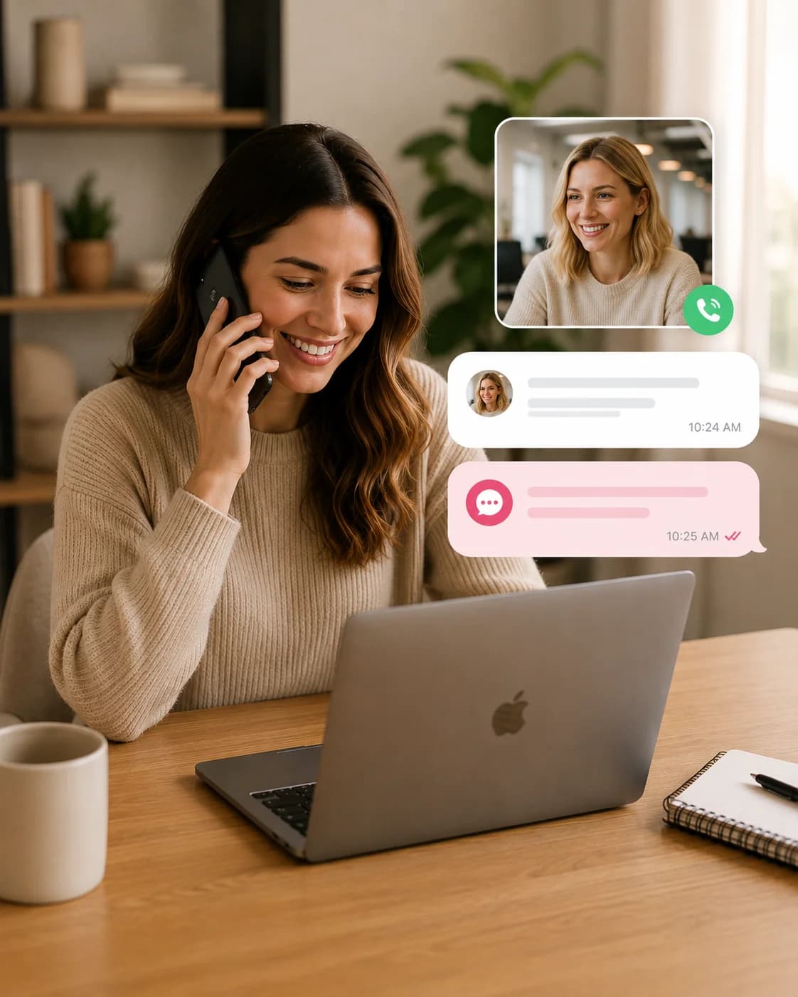 Groomer discussing website details during a call